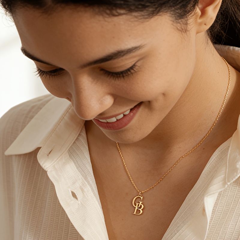 Custom Interlinked Letter Pendants Necklace, Elegant Gift
